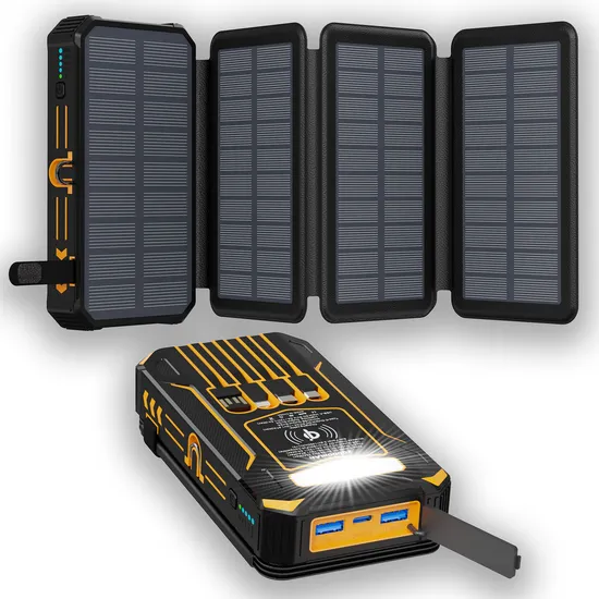 New Solar Power Bank 20000mAh, Wireless Portable Charger with Solar Panel Charging and USB C Input/Output Fast Charging