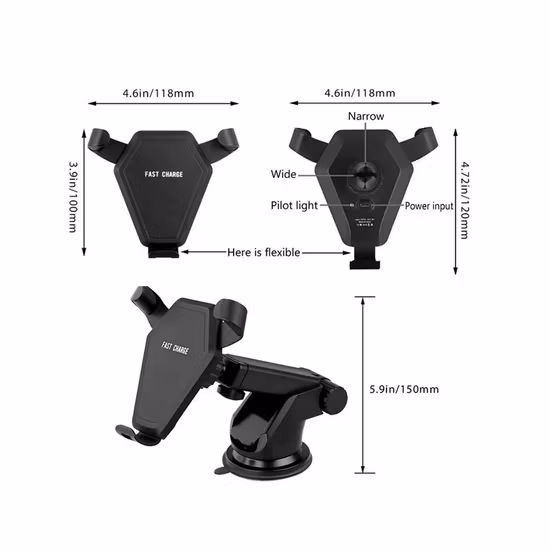 Infrared Automatic Sensor Cell Phone Fast Wireless Car Charger with Holder