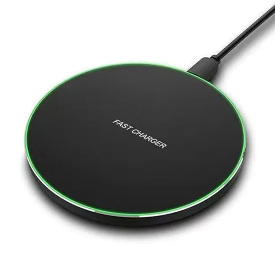 Custom Logo Promotional Gifts Universal 15W Wireless Charging Pad Fast Charger Portable Round Aluminium Alloy 10W LED Light Wireless Chargers 