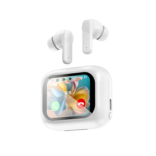 Newest Hot Selling 2 Inch Touch Colour Screen Panel Wireless Tws Earbuds Bt5.4 Within Enc Anc Low Delay Game HiFi Sport Earphone 
