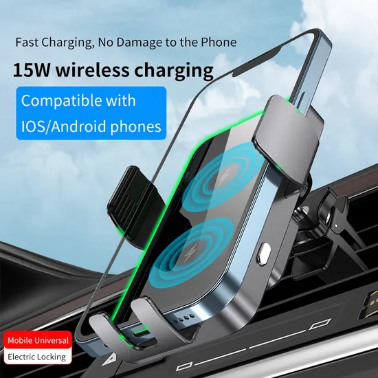 Wireless Charging X9 15W Car Phone Holder Stand for Samsung Charger 