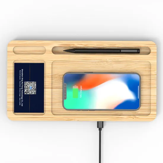 3 in 1 Desk Organizer Bamboo Wood Wireless Charger for iPhone 